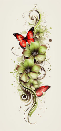 Elegant floral butterfly design with free-flowing lines