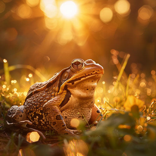 Frog basking in the last rays of a setting sun