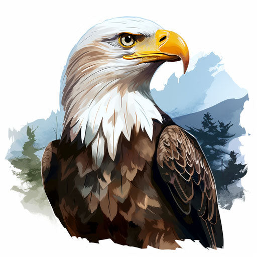 Bald eagle in Oil painting style on white background
