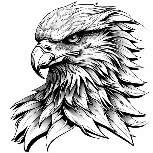 Sleek flat tattoo sketch of a Mexican eagle