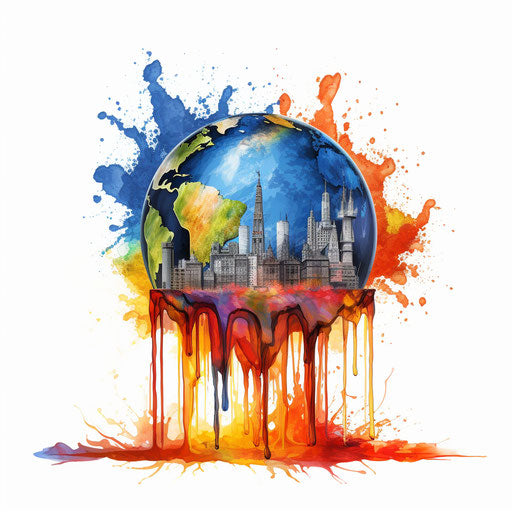 Global warming clipart in the style of Oil painting