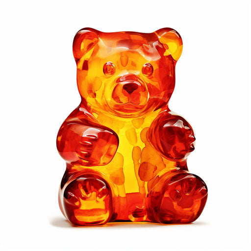 Gummy bear illustration in the style of Chiaroscuro Art, on white background