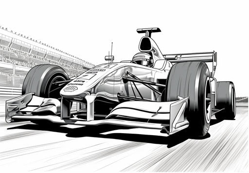 Free F1 cars coloring pages, in the style of Deborah Azzopardi, primitivist realism