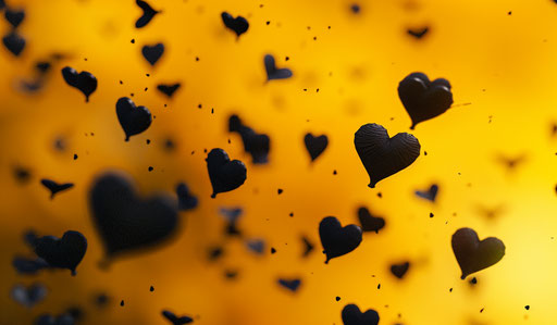 Black hearts flying high, yellow and black style