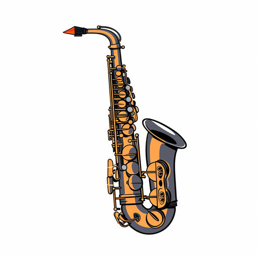 Minimalist style saxophone clipart on white background
