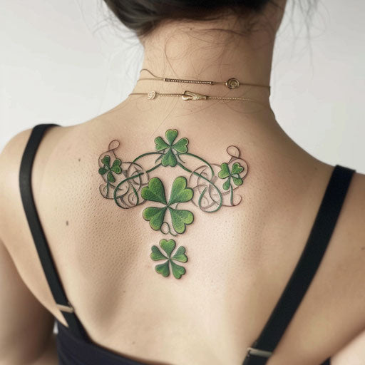 Irish shamrock tattoo with green Celtic knots