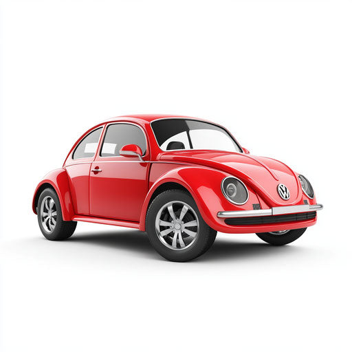 3D car on flat white background, photo realistic style