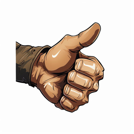 Thumbs down drawing in the style of Chiaroscuro Art, on white background