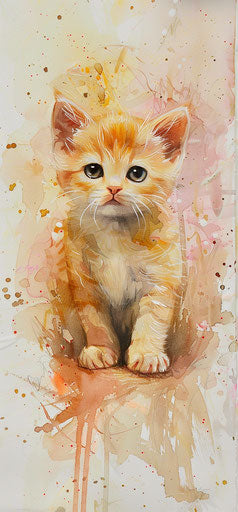 Watercolor kitten portrait for sale, charming anime style