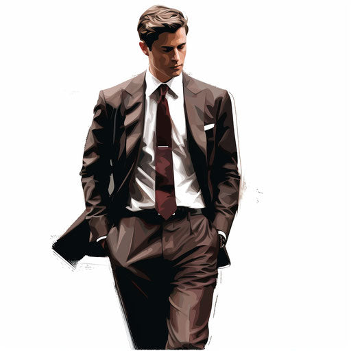 Illustration of suit in the style of Chiaroscuro Art, on white background