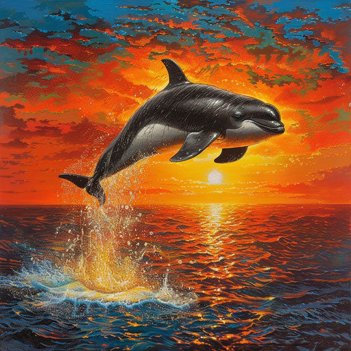 Vaquita dolphin leaping joyfully at sunset