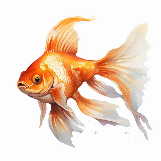 Goldfish clipart in the style of Chiaroscuro Art, on a white background