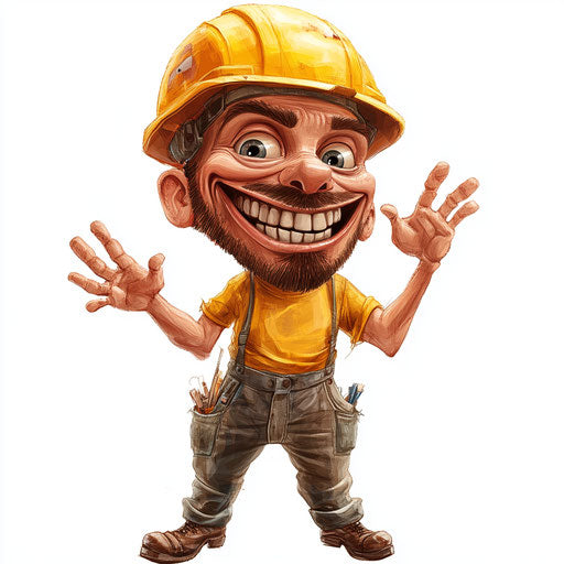 Customizable Construction Caricature Clipart for Personalized Decor