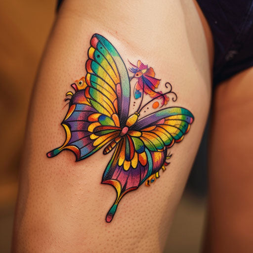 Vibrant tattoo sketch of a butterfly with realistic bright wings