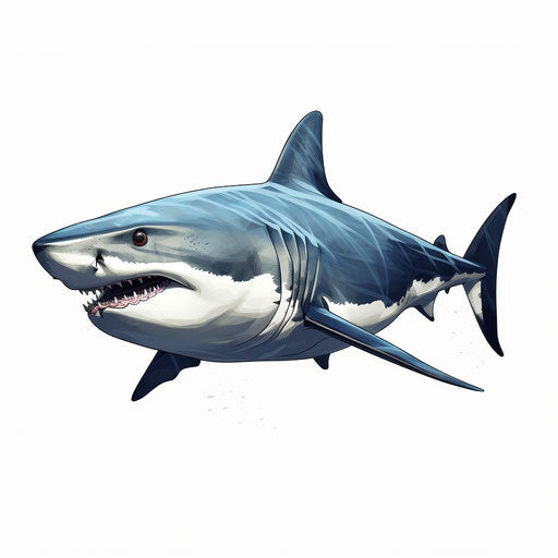 Shark illustration in the style of Chiaroscuro Art, on white background