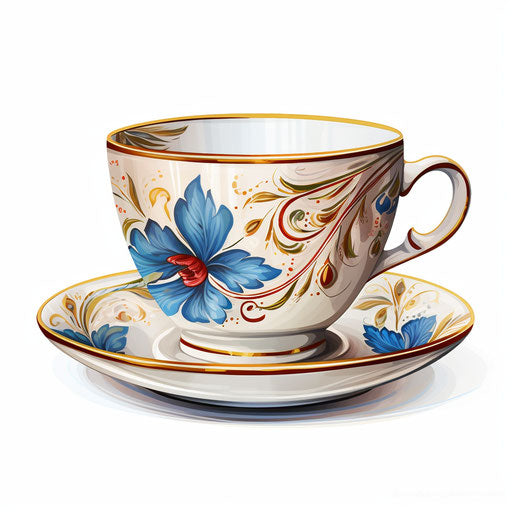 Teacup illustration in the style of Oil painting