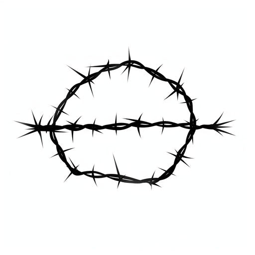 Barbed wire in Minimalist style, on white background