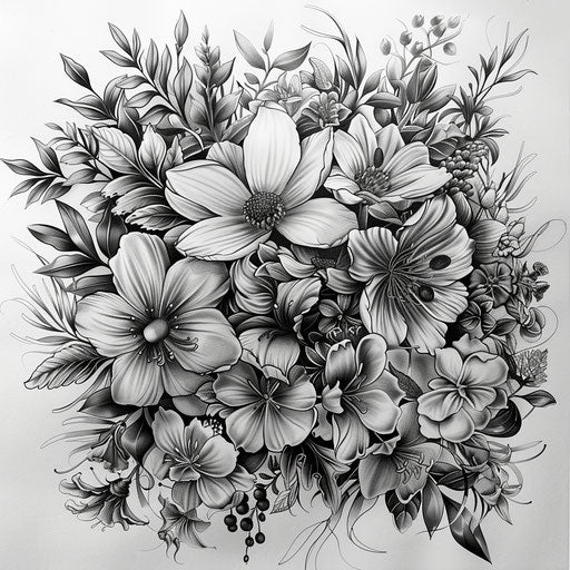 Enchanting garden with blooming flowers and lush foliage