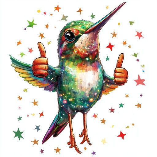High-Resolution Hummingbird Caricature Clipart in 4K PNG