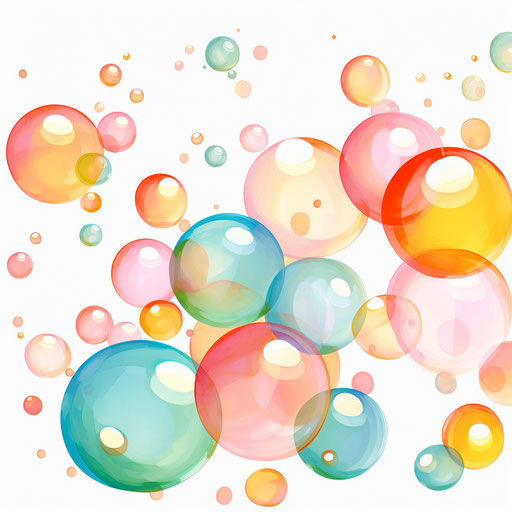 Bubbles clipart in the style of oil painting, on a white background