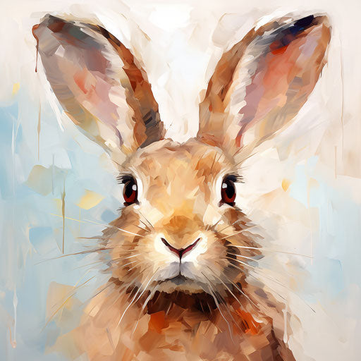Bunny ears illustration in the style of an oil painting, on white background