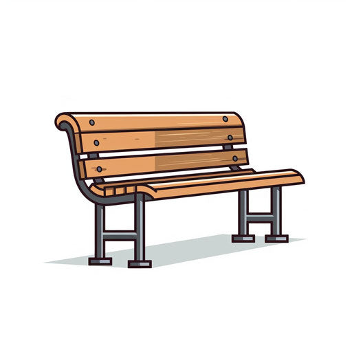 Bench in the style of Minimalist, on white background