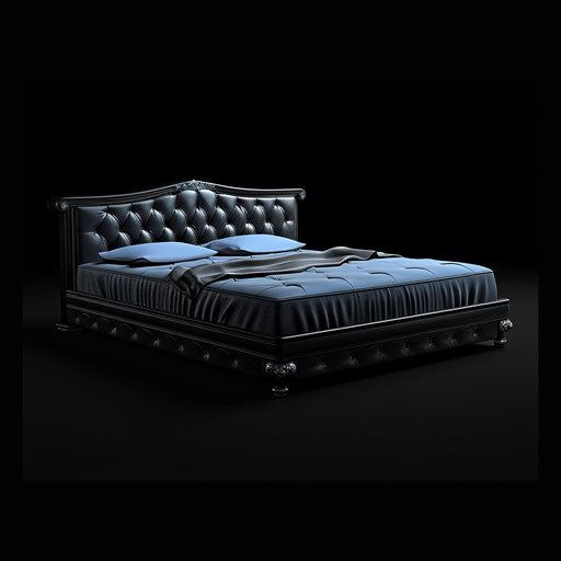 Realistic bed drawing on dark charcoal background