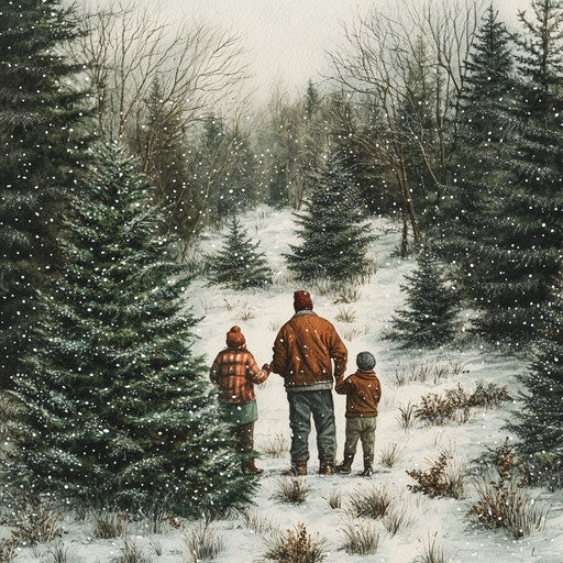 A family choosing their Christmas tree