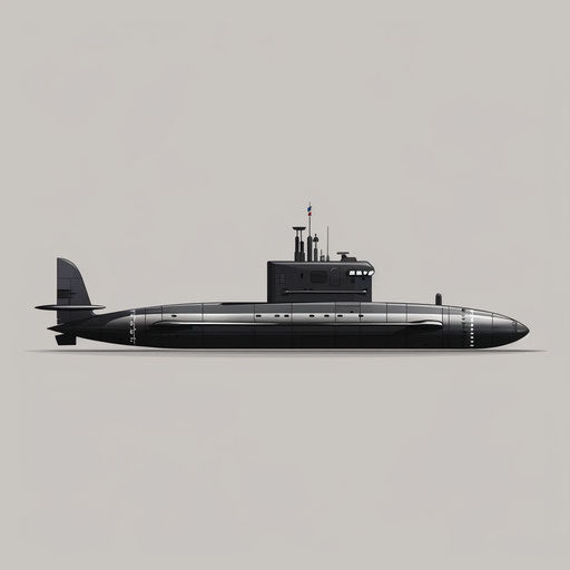 Realistic submarine clipart on slate grey backdrop