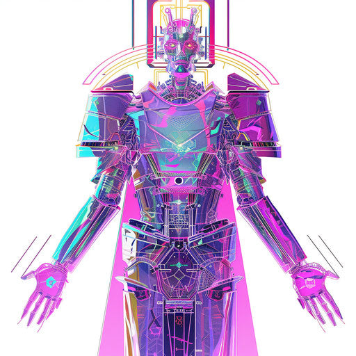 Emperor tarot tattoo in futuristic cyberpunk style