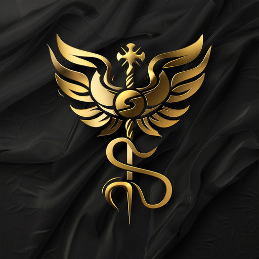 Elegant doctor logo with gold medical symbol on black background