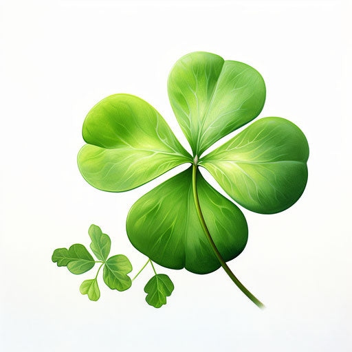 Four leaf clover clip art in the style of Oil painting, on a white background