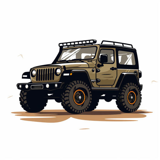 Minimalist style jeep clipart, on white background