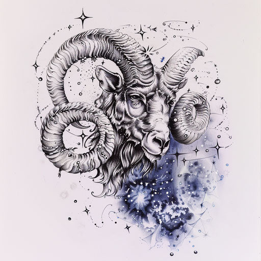 Sketch of cosmic Aries constellation tattoo