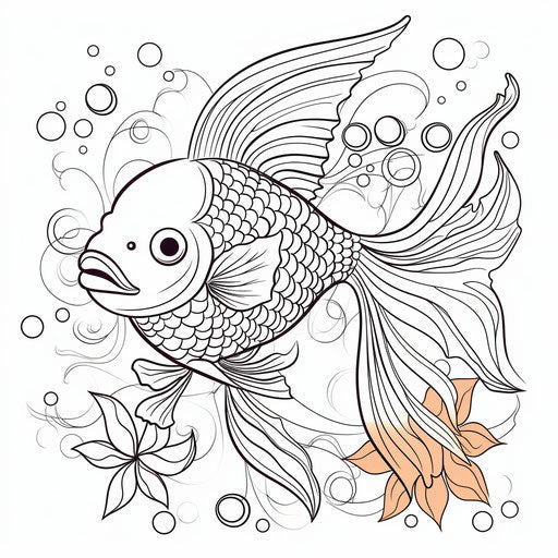 A goldfish coloring page from a goldfish coloring book, captivating