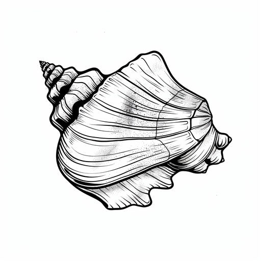 Minimalist sketch of an elegant black conch shell