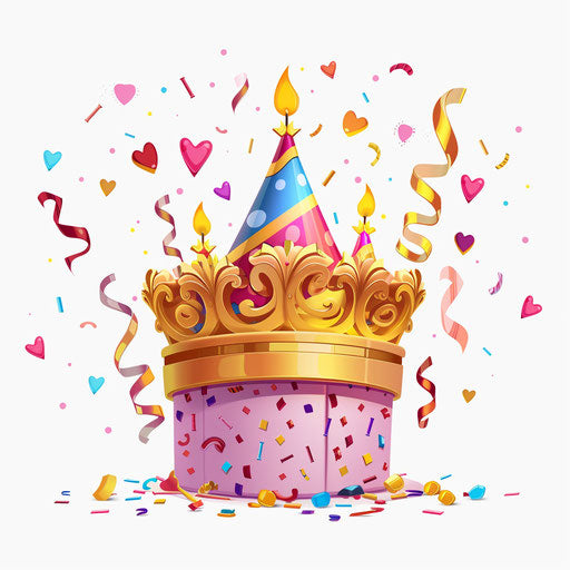 Birthday crown in photo realistic style on white background