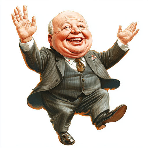 Humorous caricature of a Nikita Khrushchev caricature with human characteristics