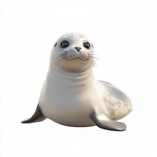 3D seal on white background in photo realistic style clipart