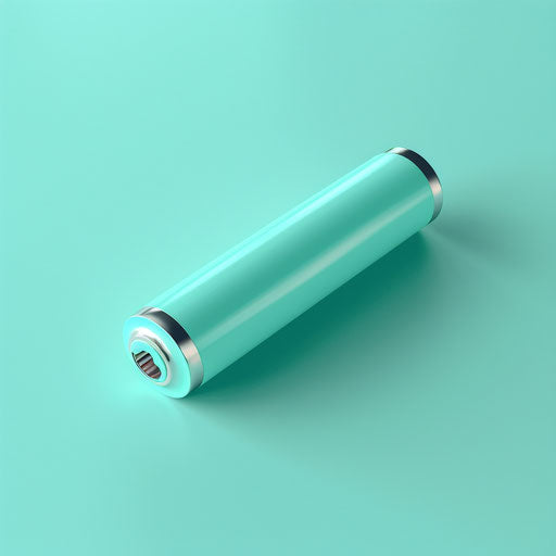 Realistic battery clipart on serene aqua background