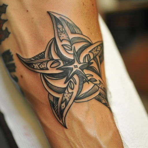 Nautical star in tribal design on white background