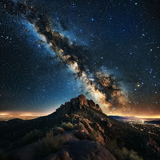Camelback Mountain under a clear starry night