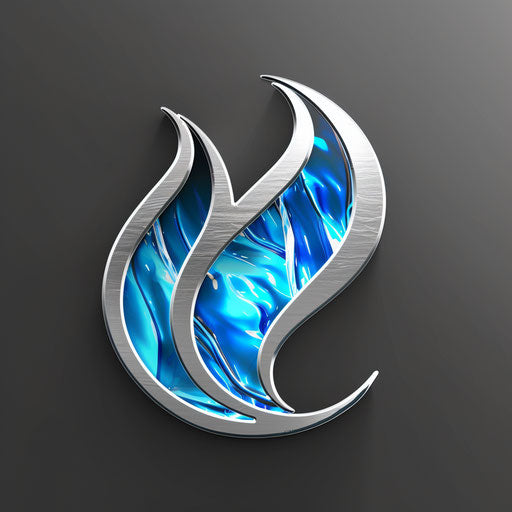 Water logo in silver and blue with a clean, sleek background