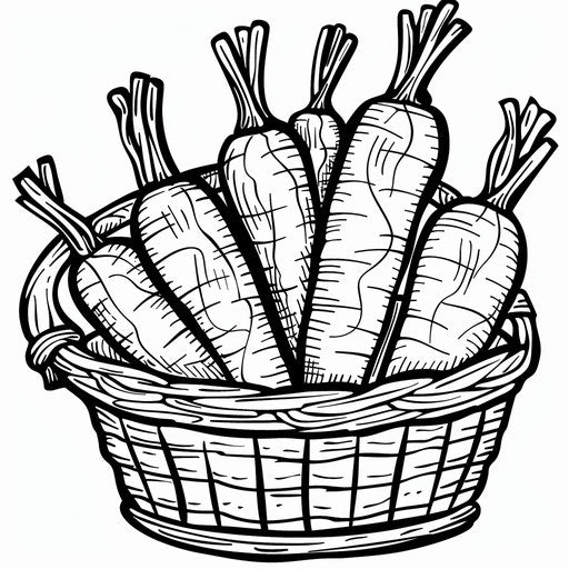 Bold outline of carrots in a basket