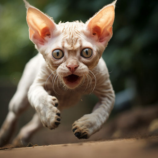 Devon Rex cat running