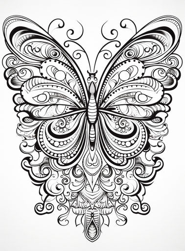 Ornamental butterfly on white paper, vania zouravliov style