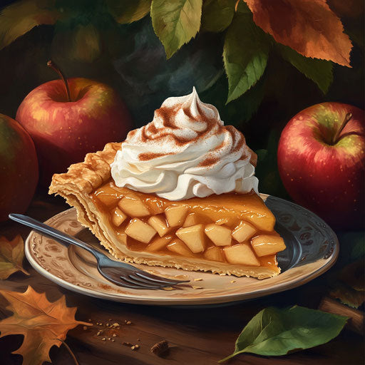 Apple pie with whipped cream and cinnamon
