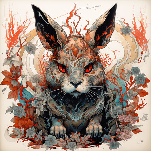 Japanese rabbit inspired by mazzoni, mahfood and explosive pigmentation