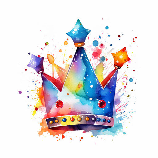 Birthday crown PNG in the style of Impressionistic Art, on a white background
