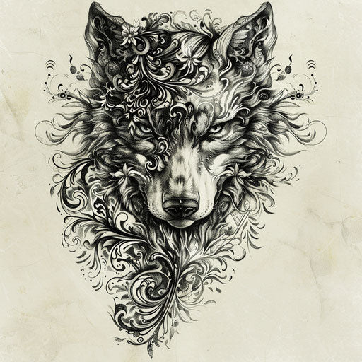 Elegant sketch of werewolf with lace-like fur patterns